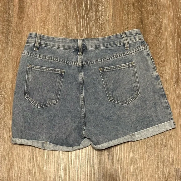 Shein Roll Hem Floral Print Denim Shorts (large) (NWOT) - Picture 2 of 2